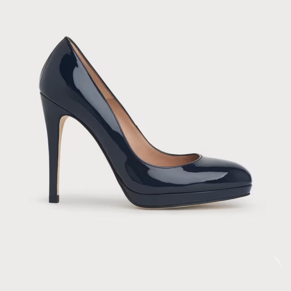 LK Bennett Navy Blue Sledge Platform Courts